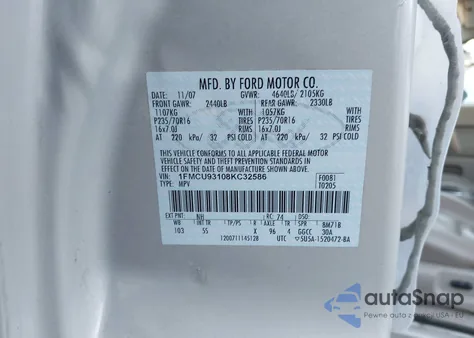 2008 Ford Escape Xlt from USA, damaged, VIN 1FMCU93108KC32586